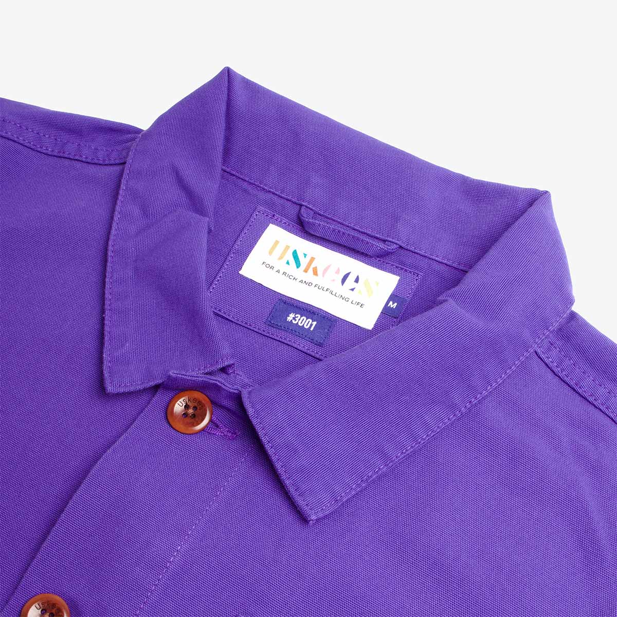 Uskees Buttoned 3001 Overshirt, Burst Grape, Detail Shot 3