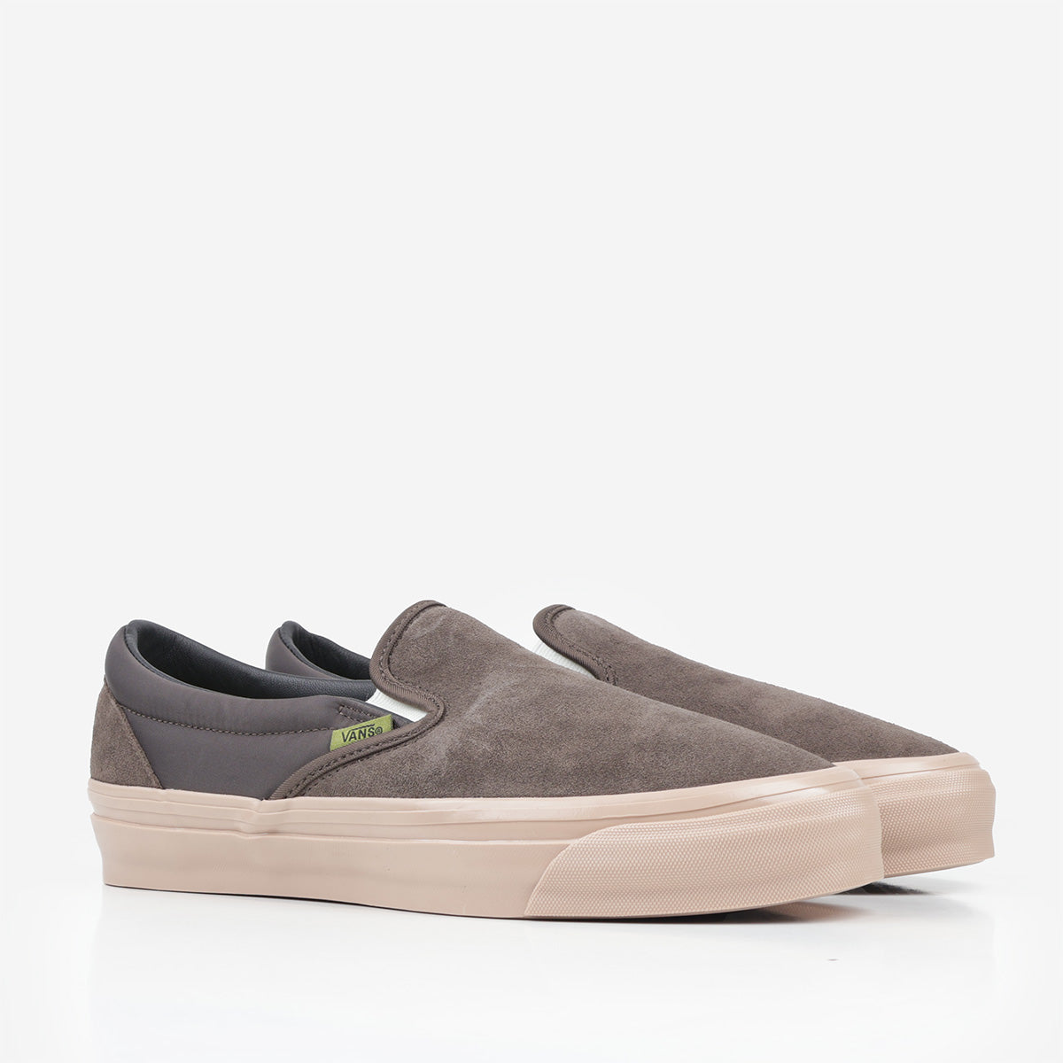 Vans Premium Classic Slip-On 98 Shoes, Suede Coal Brown, Detail Shot 2