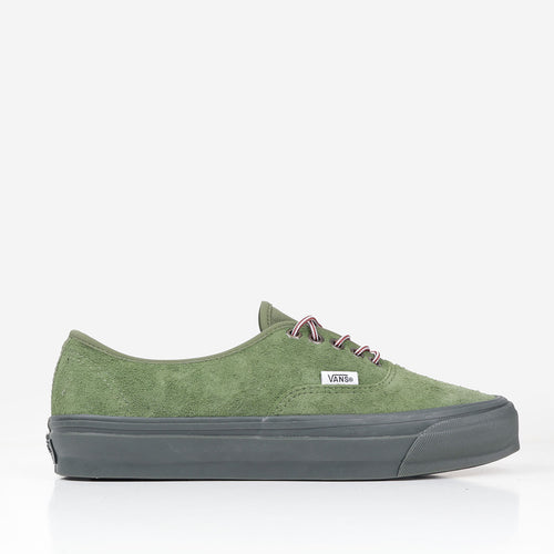 Vans Authentic 44 LX Shoes in Black/Green, side profile