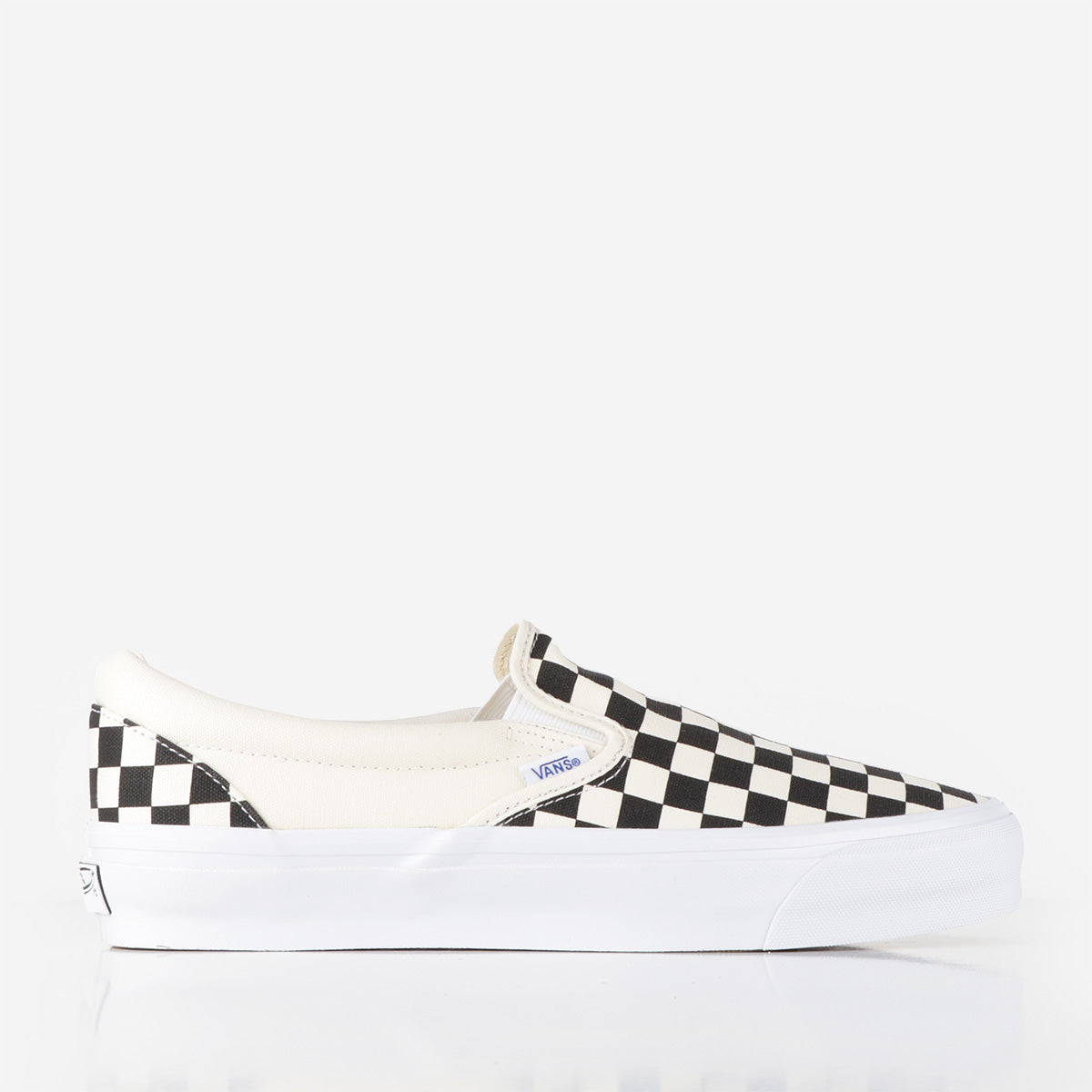 Vans Premium Slip-On Reissue 98 Shoes, LX Checkerboard Black Off White, Detail Shot 1