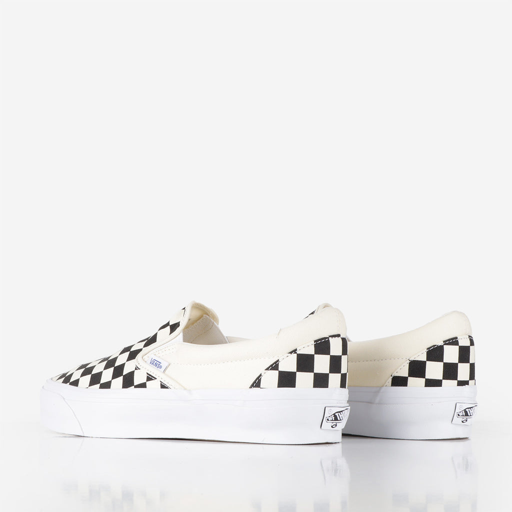 Vans Premium Slip-On Reissue 98 Shoes, LX Checkerboard Black Off White, Detail Shot 3