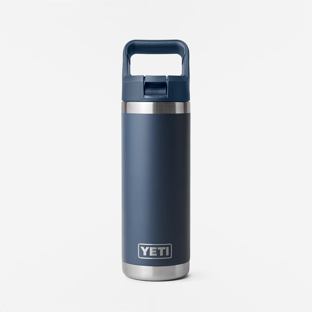 main YETI Rambler 18oz Straw Bottle, Navy, Detail Shot 1