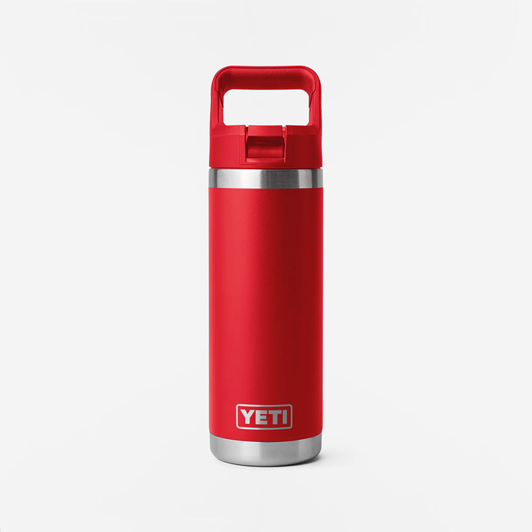 main YETI Rambler 18oz Straw Bottle, Rescue Red, Detail Shot 1
