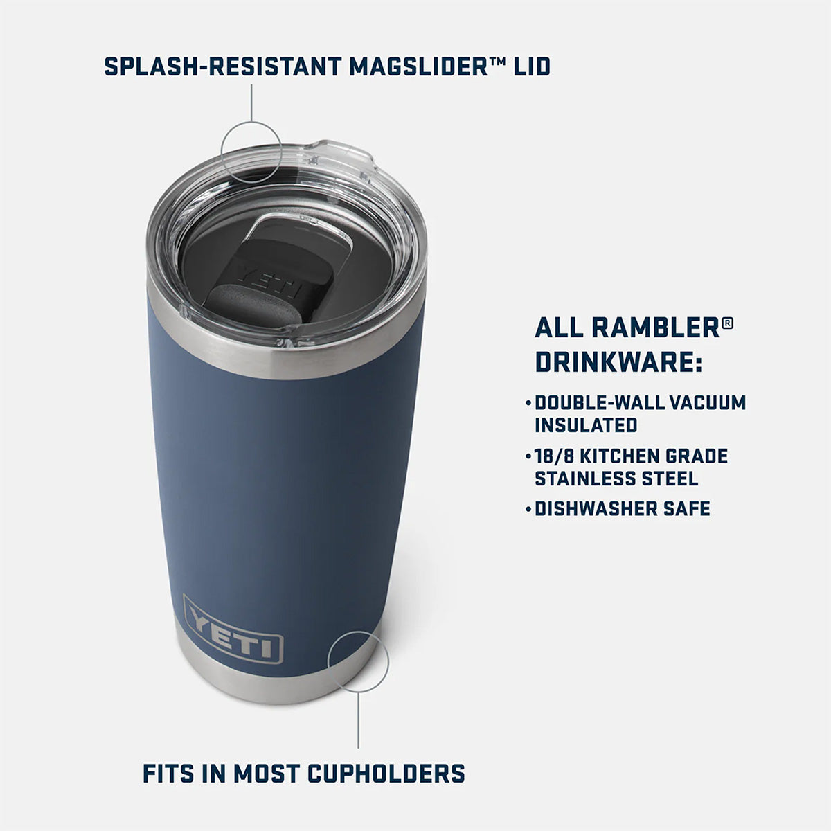 YETI Rambler 20oz Tumbler, Navy, Detail Shot 4