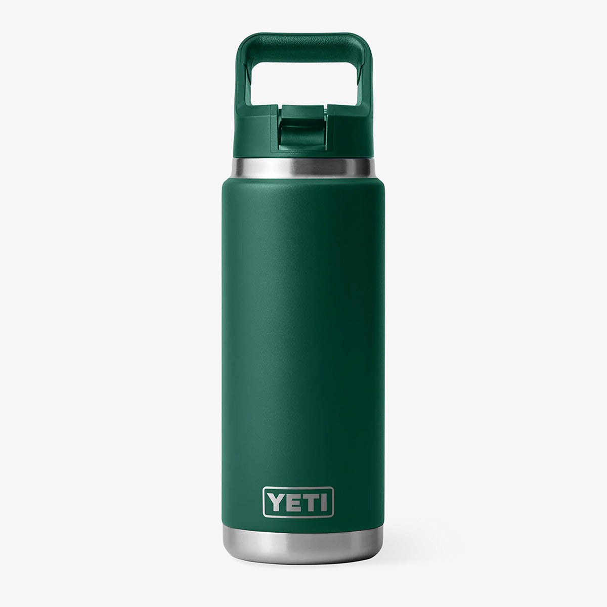 YETI Rambler 26oz Straw Bottle, Black Forest Green, Detail Shot 1
