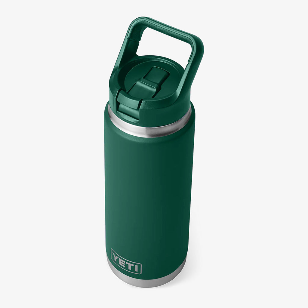 YETI Rambler 26oz Straw Bottle, Black Forest Green, Detail Shot 2