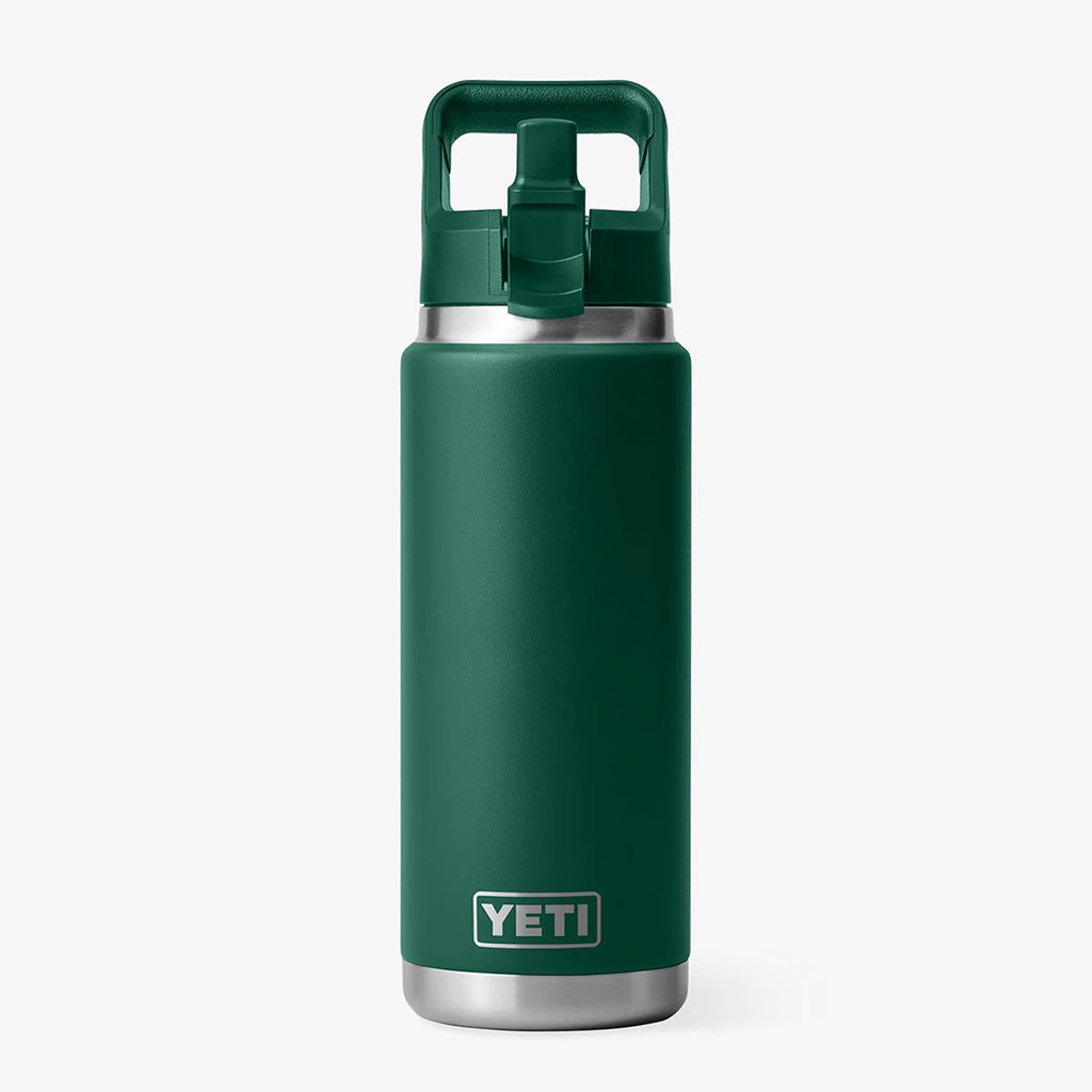 YETI Rambler 26oz Straw Bottle, Black Forest Green, Detail Shot 3
