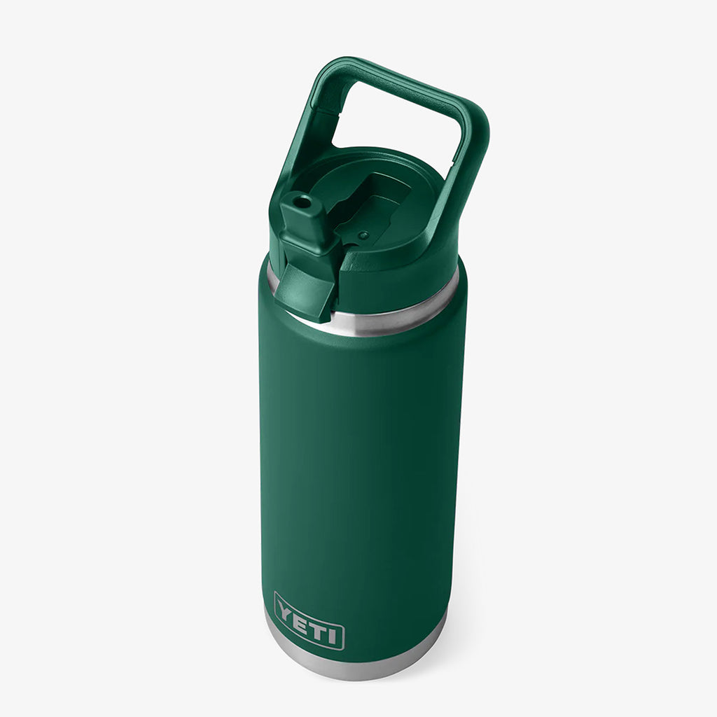 YETI Rambler 26oz Straw Bottle, Black Forest Green, Detail Shot 4