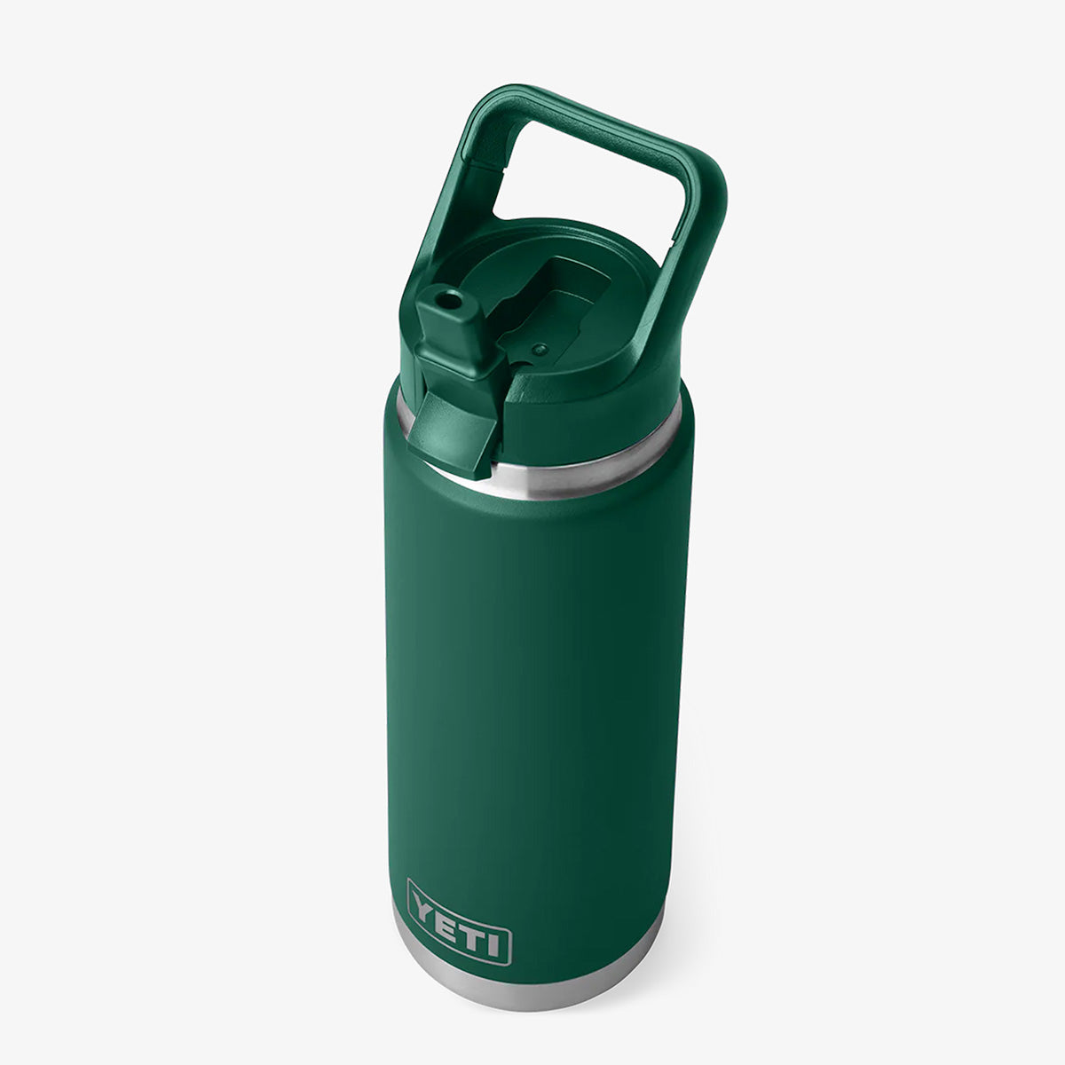 YETI Rambler 26oz Straw Bottle, Black Forest Green, Detail Shot 4