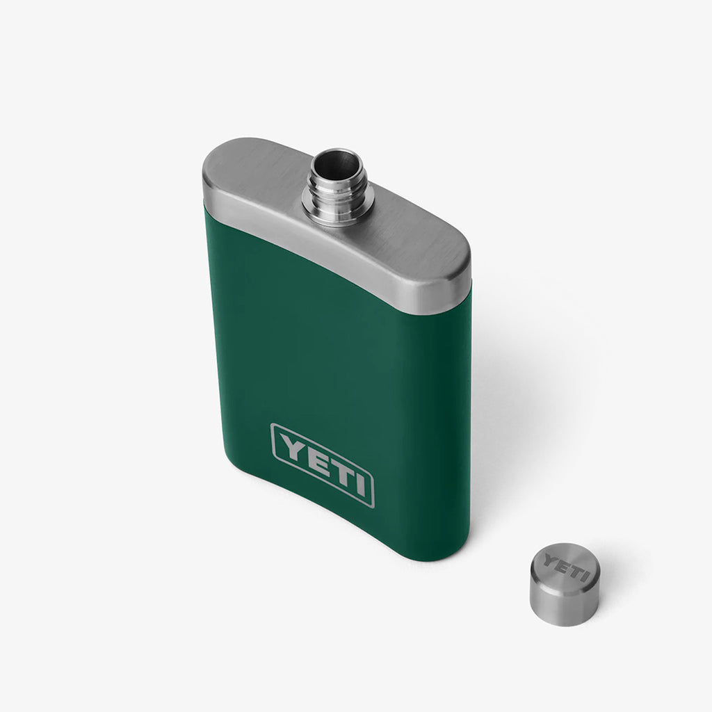 YETI Rambler Flask, Black Forest Green, Detail Shot 2