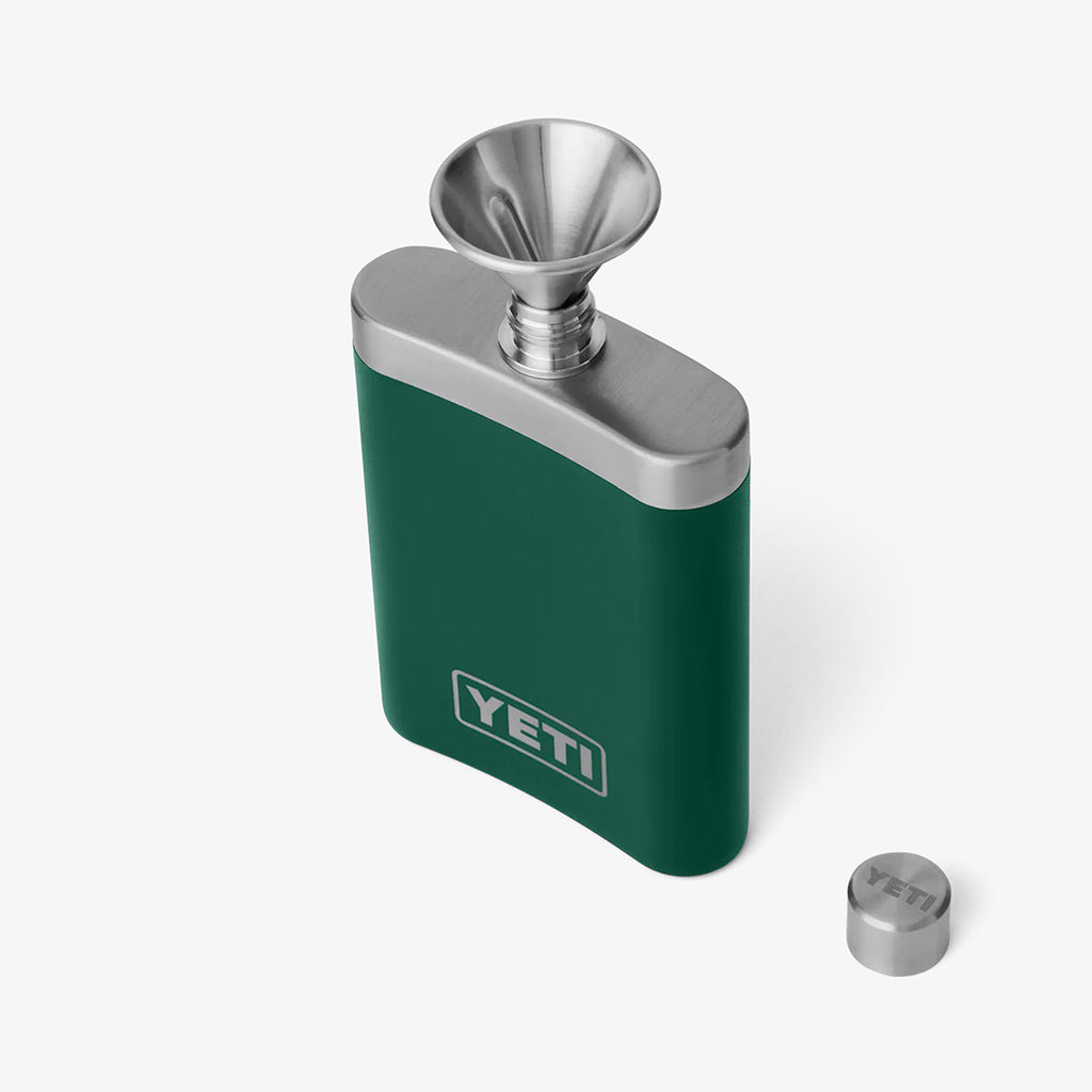 YETI Rambler Flask, Black Forest Green, Detail Shot 4