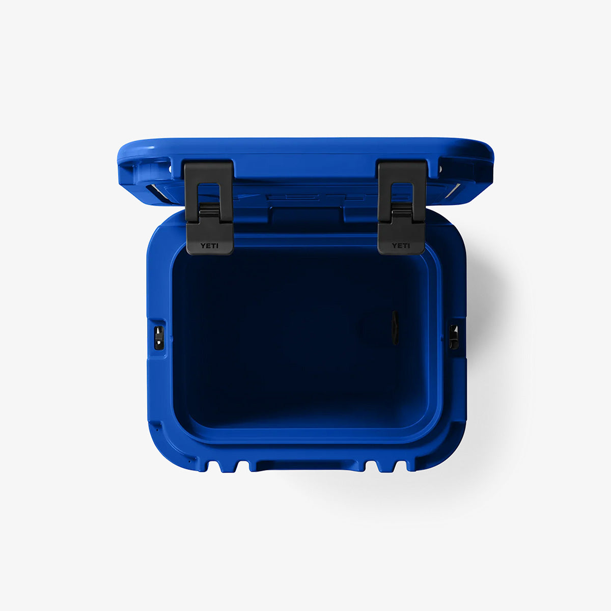 Open top view of the royal blue YETI Roadie 15 interior