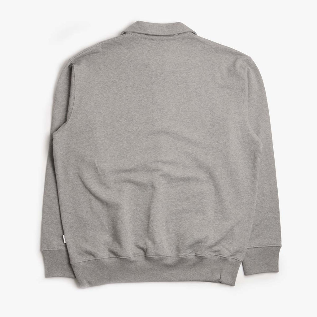 Norse Projects Norse Standard Half Zip Sweatshirt, Grey Melange, Detail Shot 2
