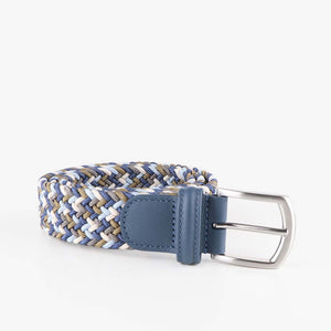 Anderson's Classic Multi Colour Elastic Woven Belt - Blue