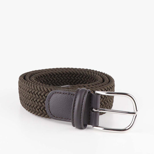 Anderson's Classic Woven Belt, Military Green Dark Brown, Detail Shot 1