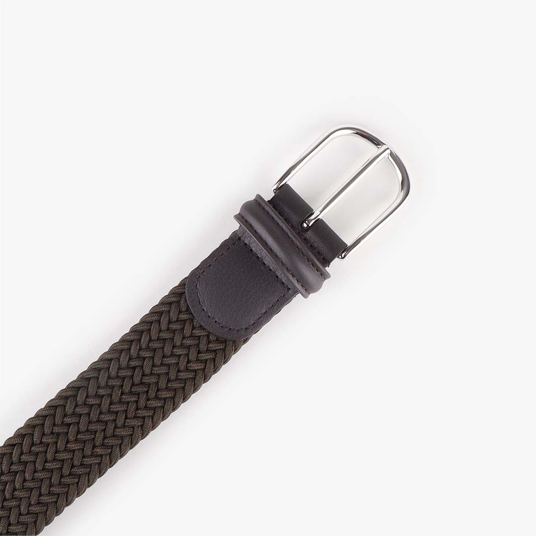Anderson's Classic Woven Belt, Military Green Dark Brown, Detail Shot 2