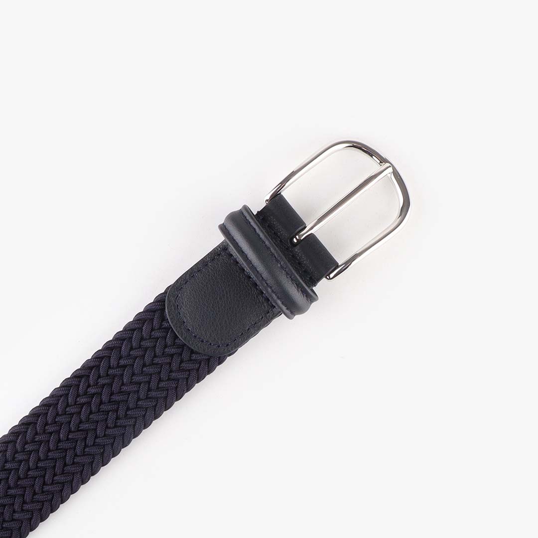 main Anderson's Classic Woven Belt, Navy, Detail Shot 2