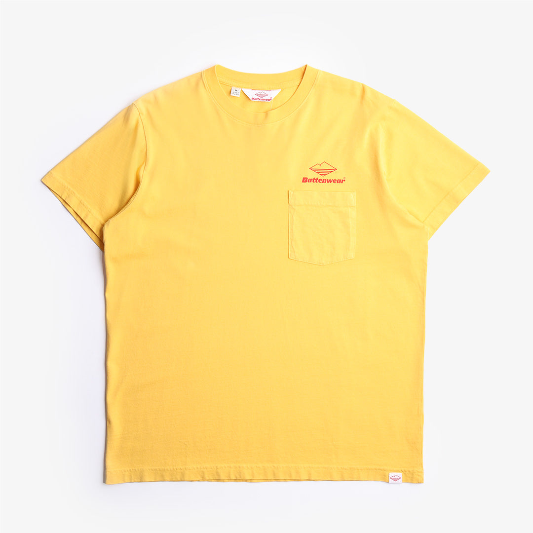 Battenwear Team Pocket T-Shirt, Mustard, Detail Shot 1
