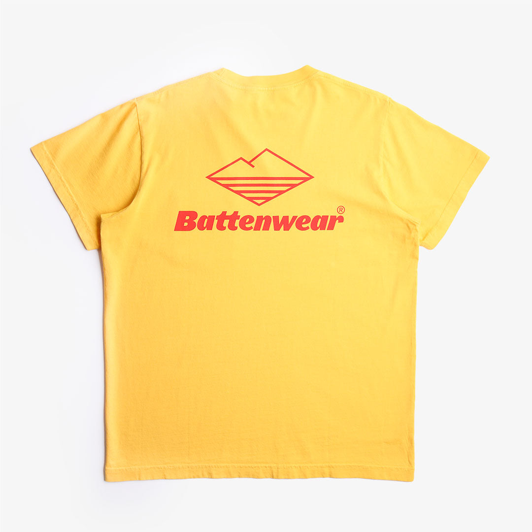 Battenwear Team Pocket T-Shirt, Mustard, Detail Shot 3