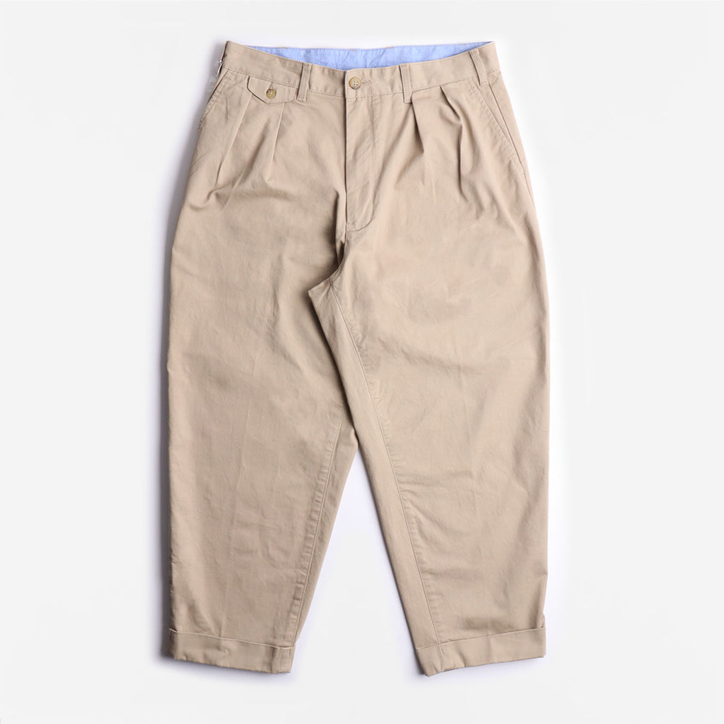 Beams Plus 2 Pleats Twill Pant, Khaki, Detail Shot 5