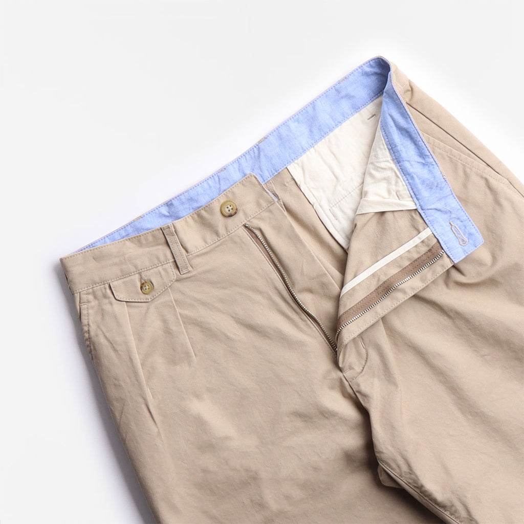 Beams Plus 2 Pleats Twill Pant, Khaki, Detail Shot 7