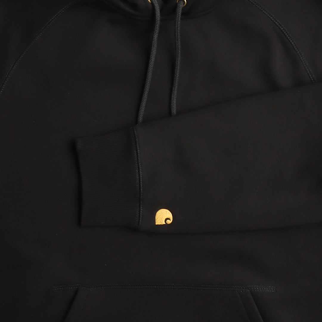 Carhartt WIP Chase Pullover Hoodie, Black Gold, Detail Shot 2