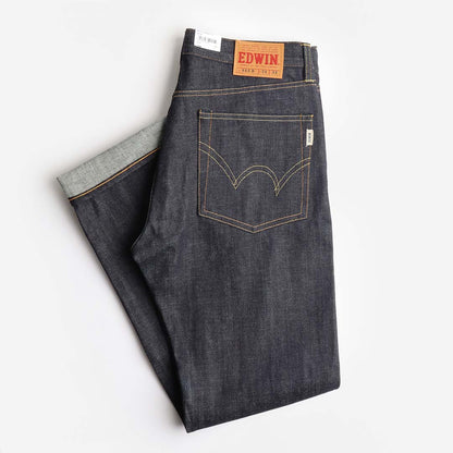 Edwin Nashville Red Listed Selvage Denim Jeans, Blue - Unwashed, Detail Shot 1