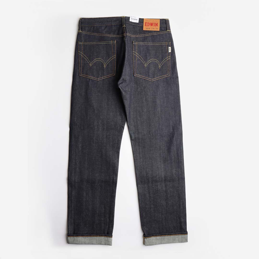 Edwin Nashville Red Listed Selvage Denim Jeans, Blue - Unwashed, Detail Shot 3