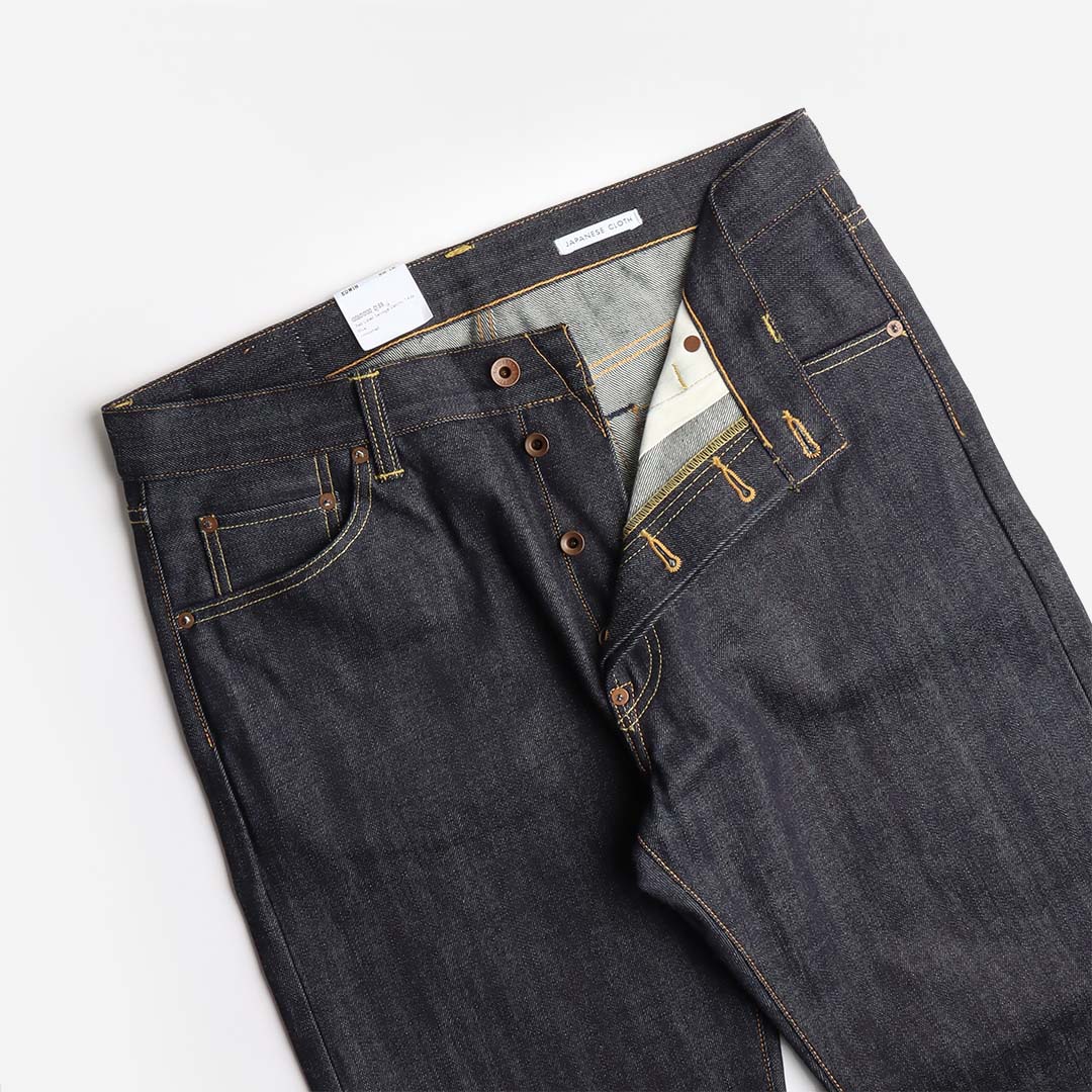 Edwin Nashville Red Listed Selvage Denim Jeans, Blue - Unwashed, Detail Shot 4