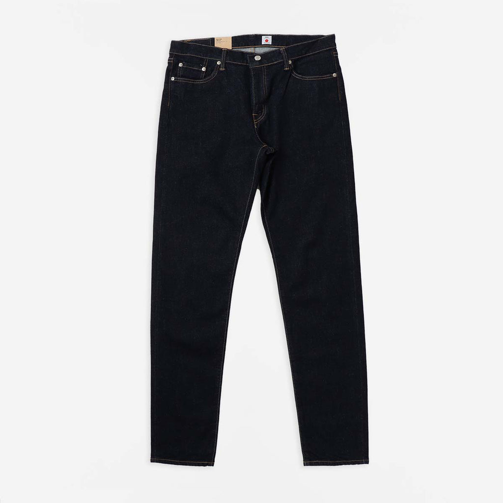 Edwin Regular Tapered Kaihara Pure Indigo Stretch 13oz Denim Jeans, Blue - Rinsed, Detail Shot 2