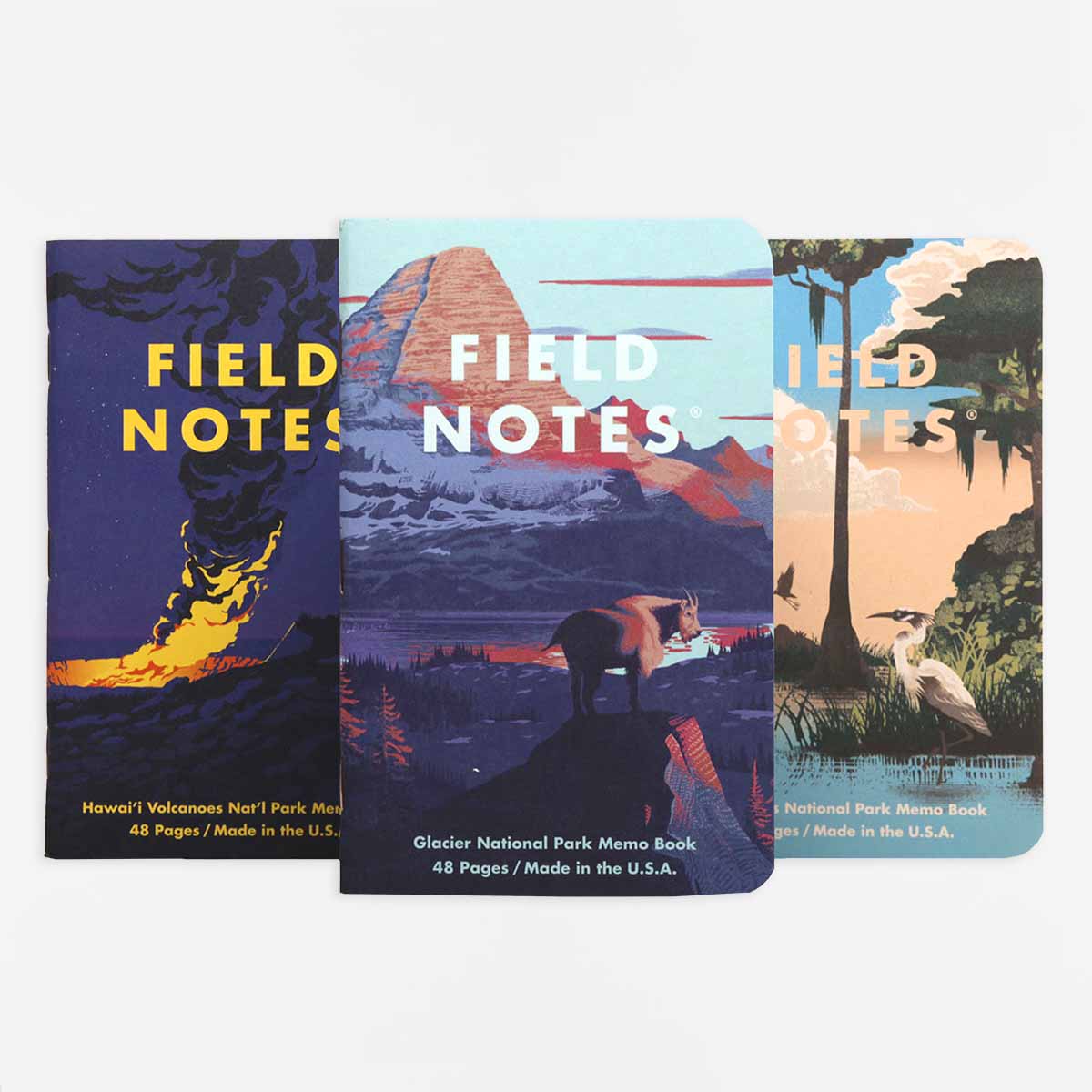 Field Notes National Parks Series F: Glacier Hawai'i Volcanoes Everglades 3-Pack Notebook, National Parks - Series F: Glacier, Hawai'I Volcanoes, Everglades, Detail Shot 1