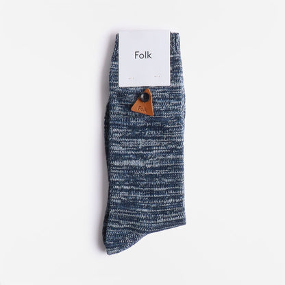 Folk Melange Socks, Woad Mix, Detail Shot 2