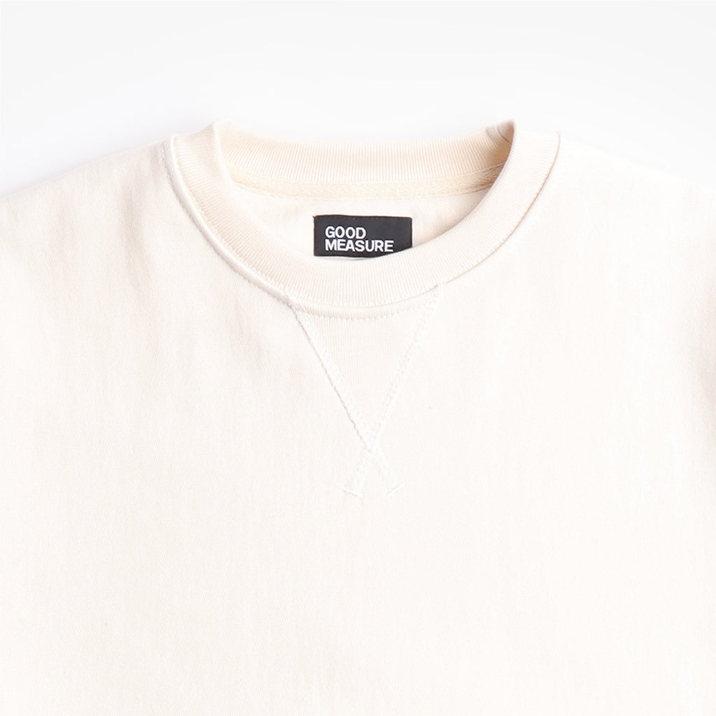 Good Measure M-21 Heavyweight Crew Neck Sweatshirt, Ecru, Detail Shot 2