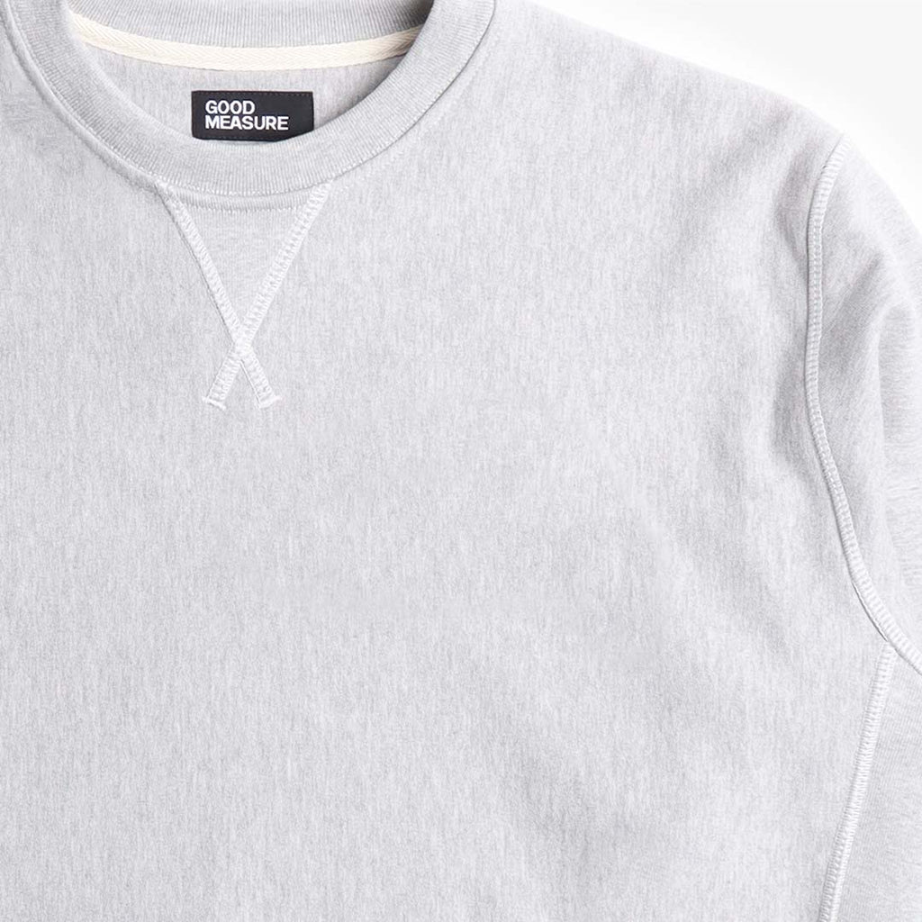 Good Measure M-21 Heavyweight Crew Neck Sweatshirt, Marl Grey, Detail Shot 3