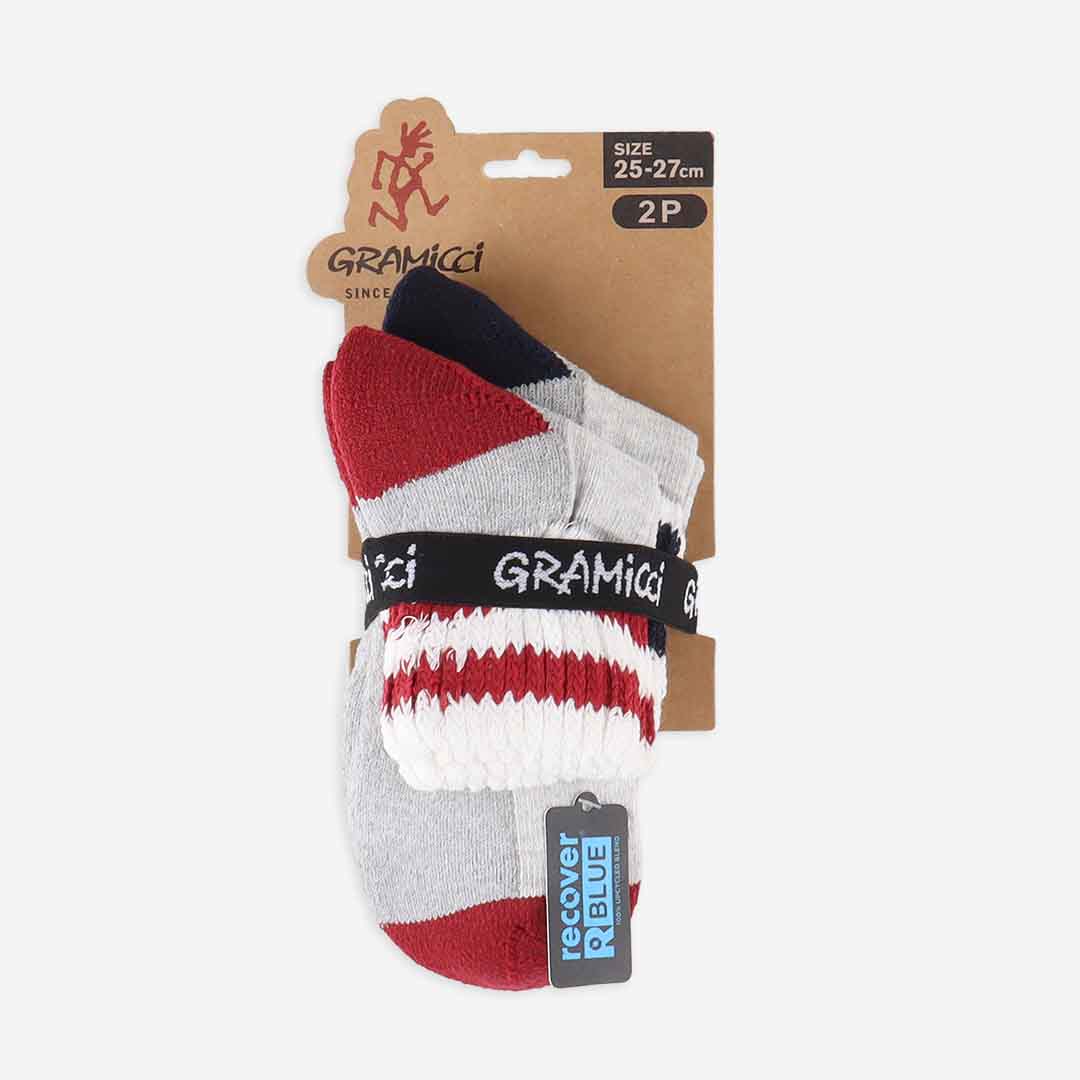 Gramicci Line Short Socks, White Red, Detail Shot 2