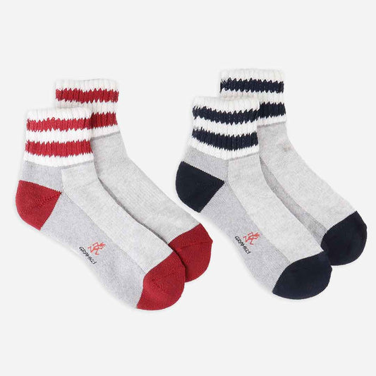 Gramicci Line Short Socks, White Red, Detail Shot 1