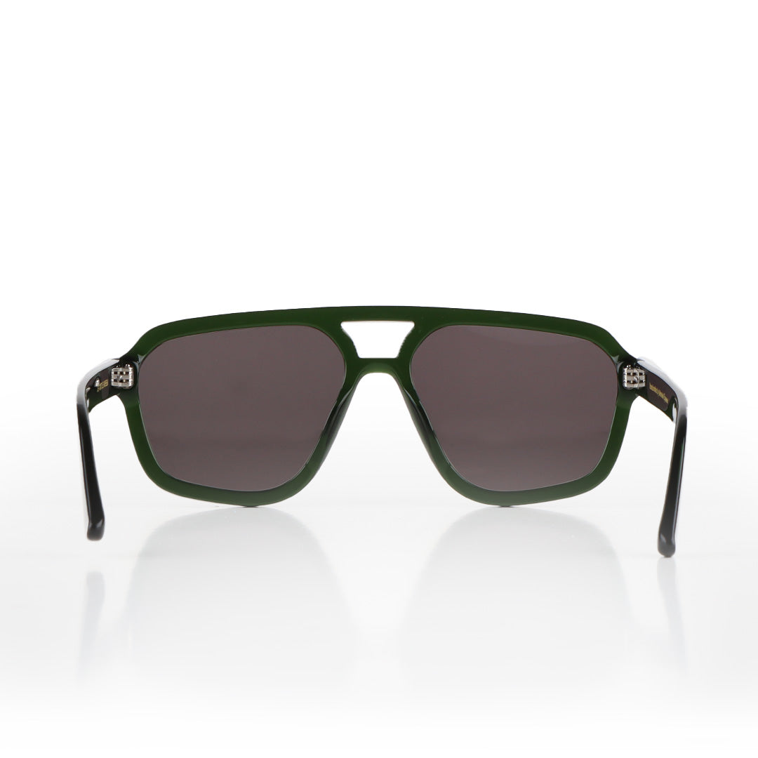 Monokel Eyewear Jet Sunglasses, Green Grey Solid Lens, Detail Shot 2