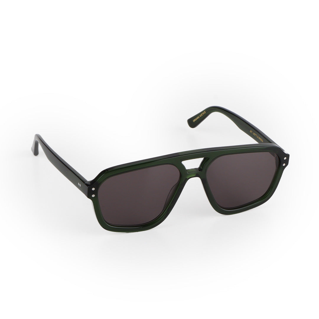 Monokel Eyewear Jet Sunglasses, Green Grey Solid Lens, Detail Shot 3