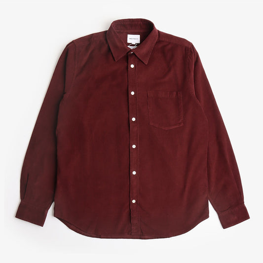 Norse Projects Osvald Corduroy Shirt, Burgundy, Detail Shot 1