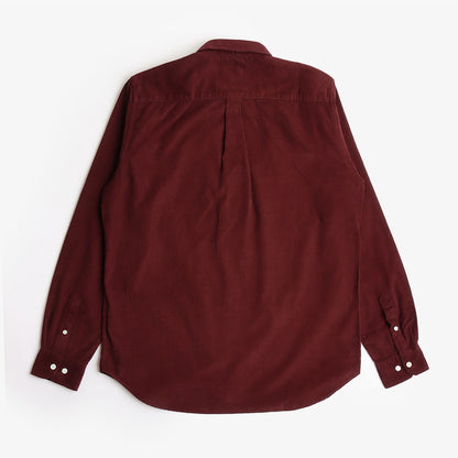 Norse Projects Osvald Corduroy Shirt, Burgundy, Detail Shot 2