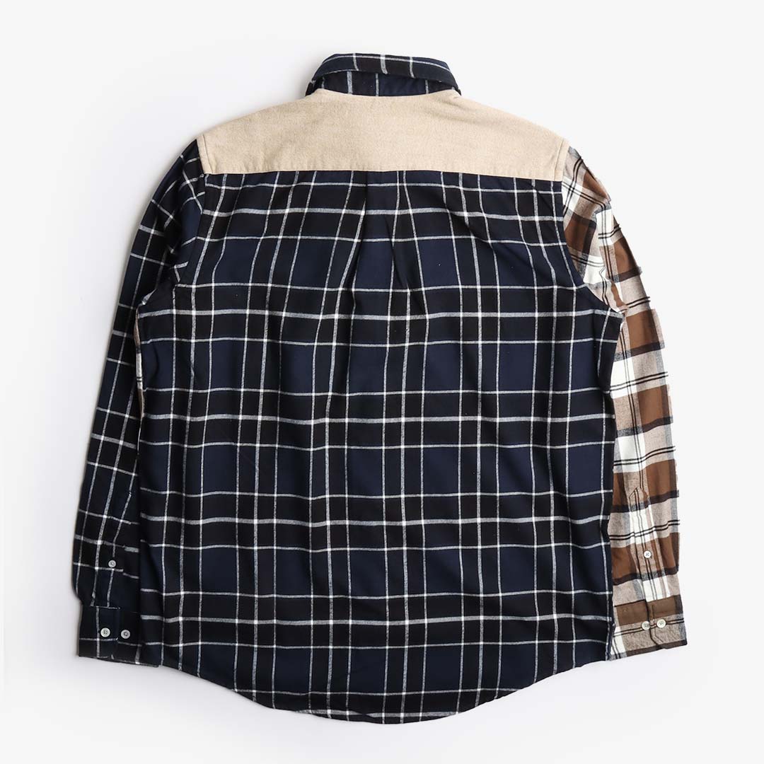 Norse Projects Algot Mixed Flannel Check Shirt, Dark Navy, Detail Shot 2
