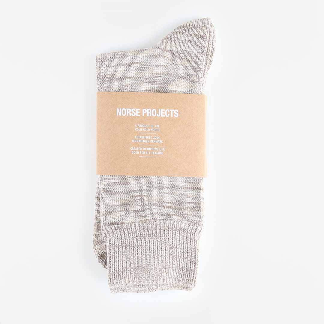 Norse Projects Bjarki Blend Socks, Oatmeal, Detail Shot 2