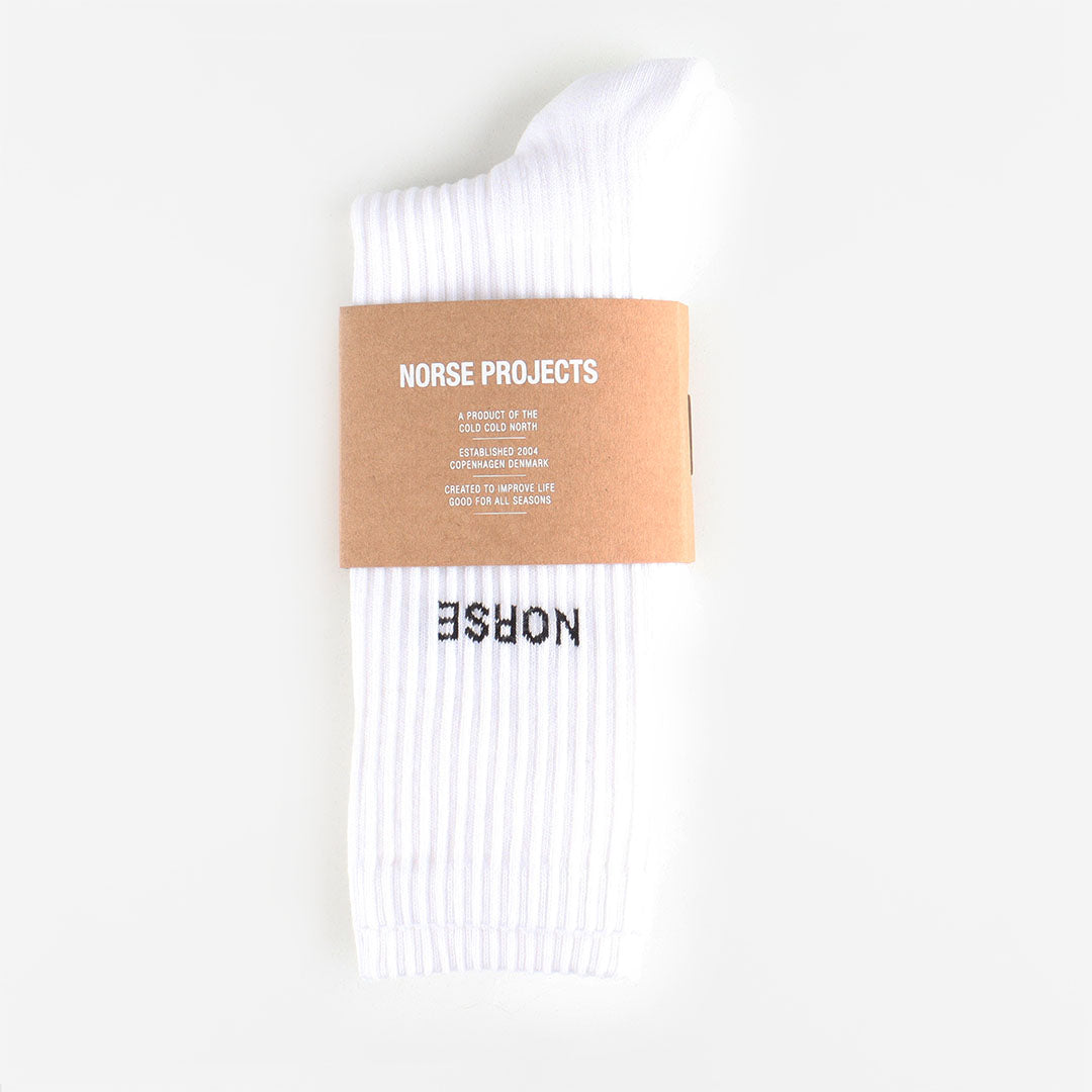 Norse Projects Bjarki Logo Sport Socks, White, Detail Shot 2
