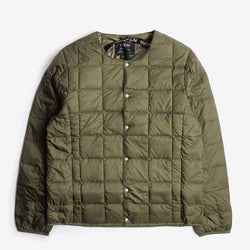 thumbnail Taion Crew Neck Button Down Jacket, Dark Olive, Detail Shot 1