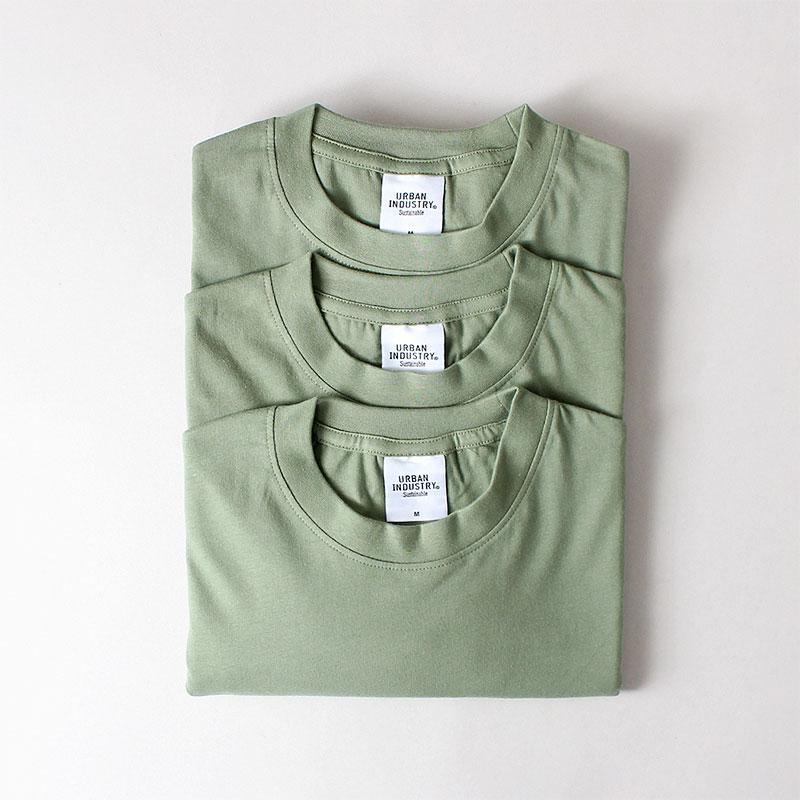 Urban Industry Organic T-Shirt 3-Pack, Olive Green, Detail Shot 1