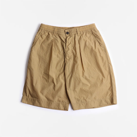Universal Works Pleated Track Shorts, Sand, Detail Shot 1