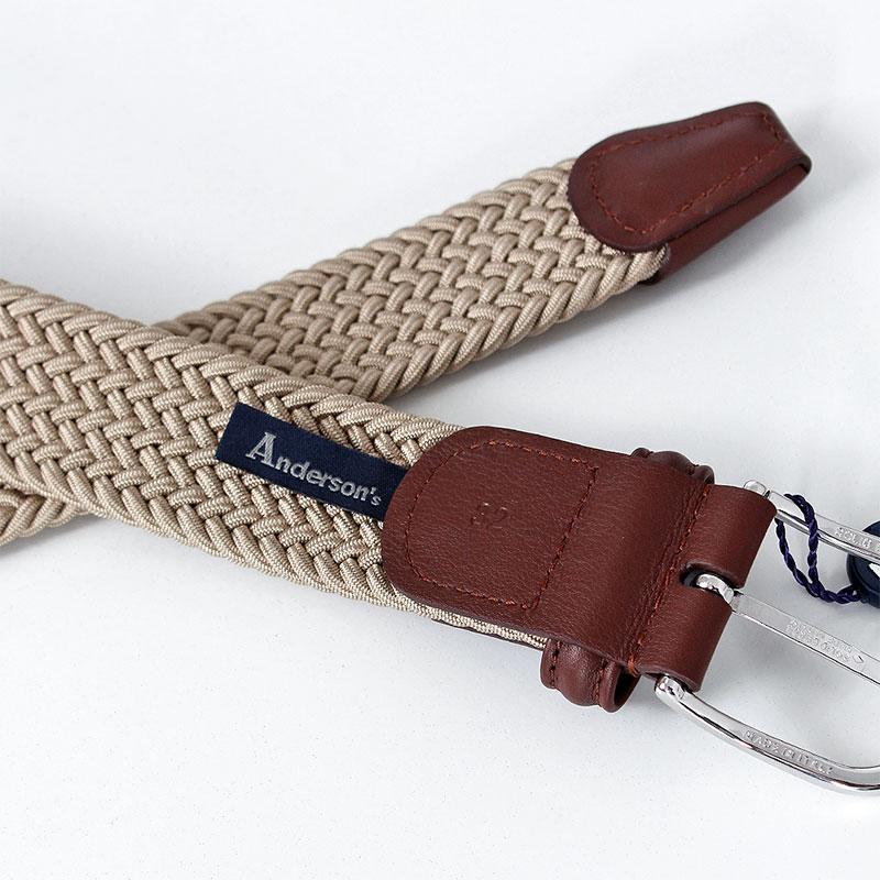 Anderson's Classic Woven Belt, Ecru Medium Brown, Detail Shot 3