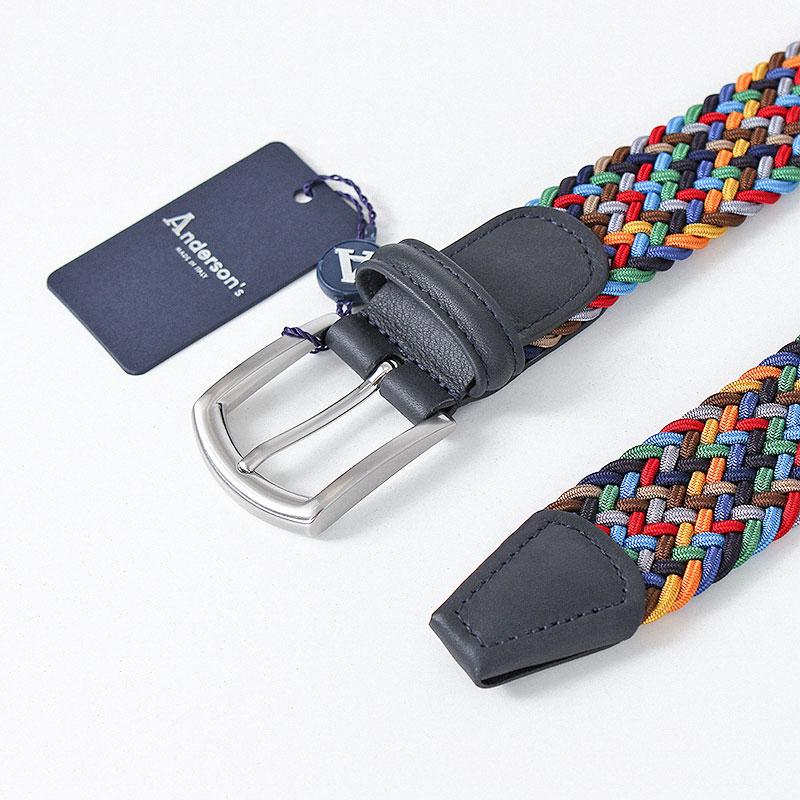 Anderson's Classic Woven Belt, Navy Multi, Detail Shot 2