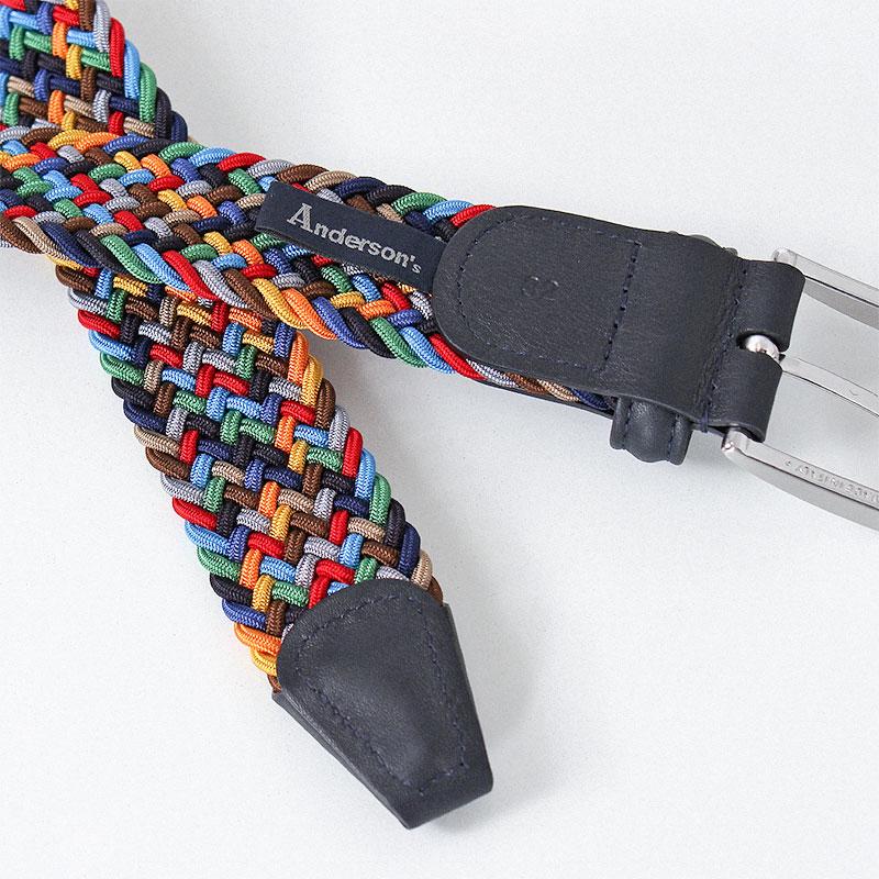 Anderson's Classic Woven Belt, Navy Multi, Detail Shot 3