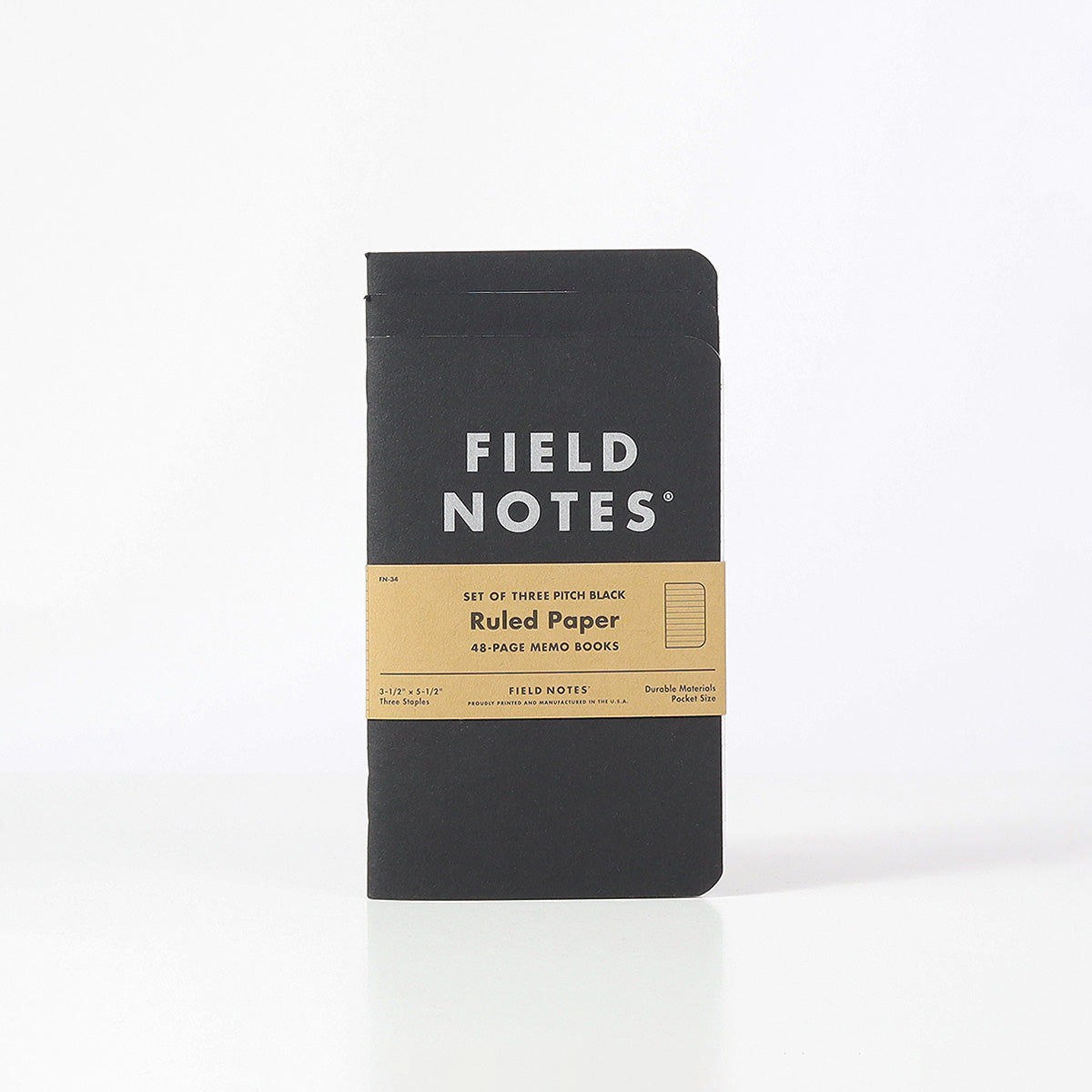 Field Notes Pitch Black Ruled Memo 3-Pack Notebook, Pitch Black 3-Pack, Detail Shot 1